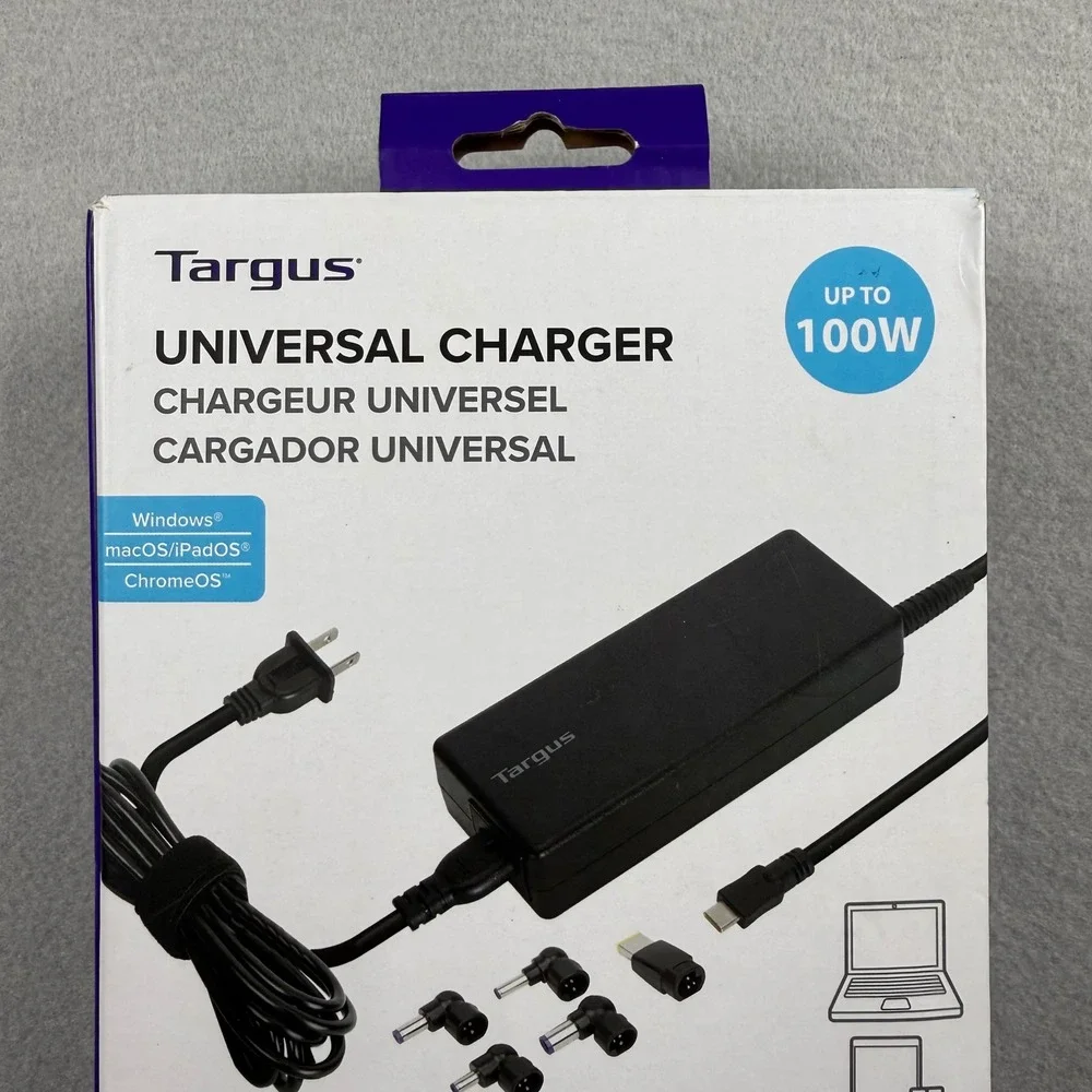Targus Universal Charger Laptop‎ 100W APA107 USB-C & Legacy Tips Black Open Box